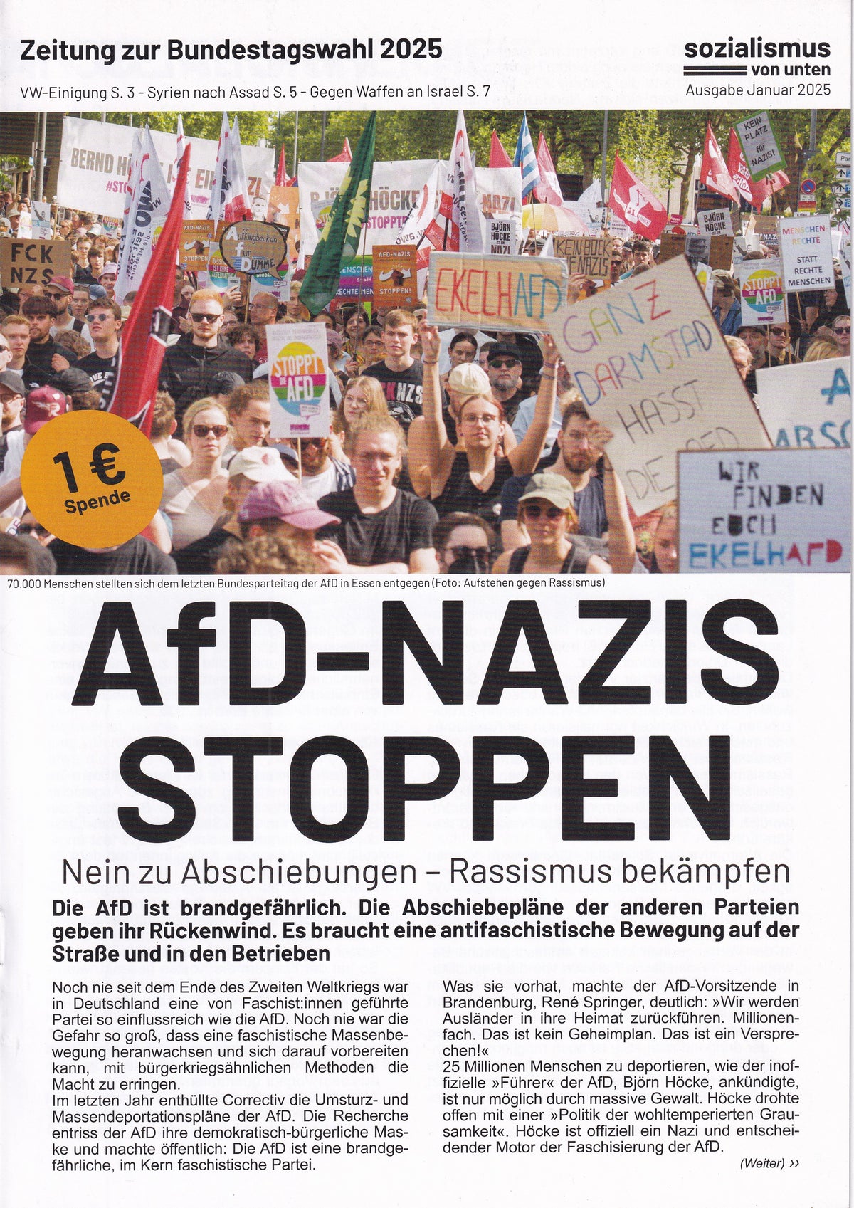 Zeitung Sozialismus von unten, Ausgabe Nr. 2, Januar 2025 digital